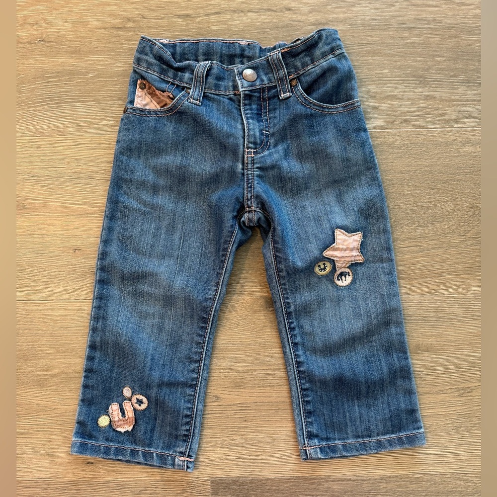 Wrangler Bay Girls Toddler Straight Jeans Embroidered Western Horse Star Vintage